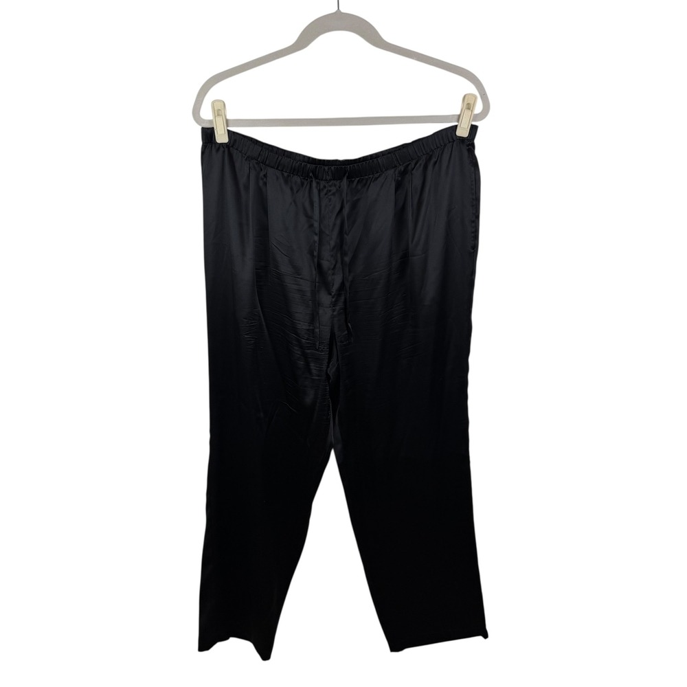 Silk Club Collection Black 100% Silk Pants Sz 1X Wide Leg‎ Lounge Y2K Minimalist